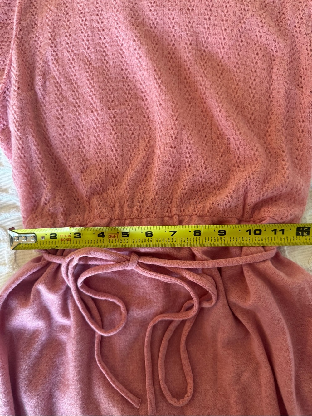Vintage 70s JCPenney Dusty Pink Prairie Sweater Dress Tie Waist S - Picture 8 of 10